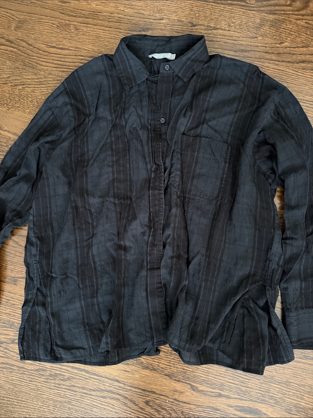 Vince Black Striped Button-Down Shirt